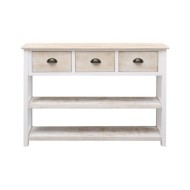 Buffet Blanc et marron 108x30x76 cm Bois de Paulownia massif