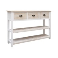 Buffet Blanc et marron 108x30x76 cm Bois de Paulownia massif