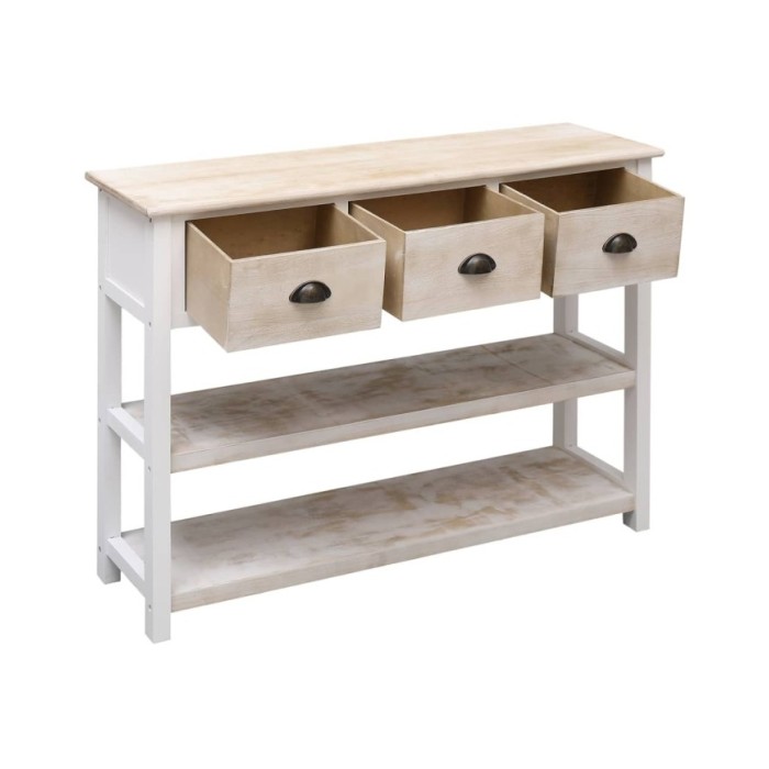 Buffet Blanc et marron 108x30x76 cm Bois de Paulownia massif