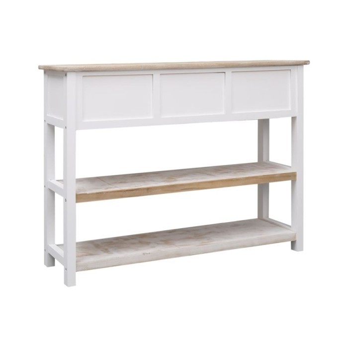 Buffet Blanc et marron 108x30x76 cm Bois de Paulownia massif