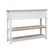 Buffet Blanc et marron 108x30x76 cm Bois de Paulownia massif