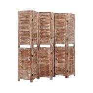 Cloison de séparation 6 panneaux Marron 210x165 cm Paulownia