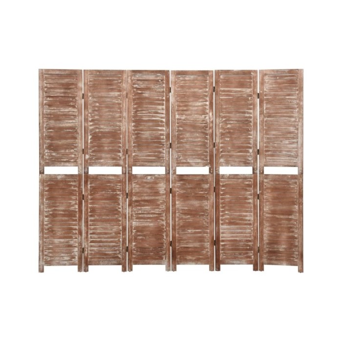 Cloison de séparation 6 panneaux Marron 210x165 cm Paulownia