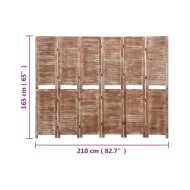 Cloison de séparation 6 panneaux Marron 210x165 cm Paulownia