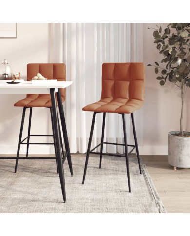 Tabourets de bar 2 pcs Marron clair Similicuir