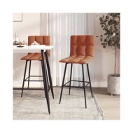 Tabourets de bar 2 pcs Marron clair Similicuir