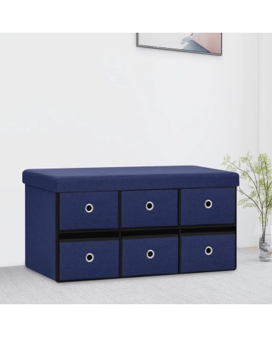 Banc de rangement pliable Bleu 76x38x38 cm Faux lin
