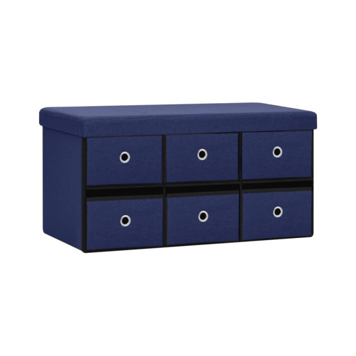 Banc de rangement pliable Bleu 76x38x38 cm Faux lin
