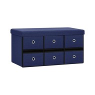Banc de rangement pliable Bleu 76x38x38 cm Faux lin