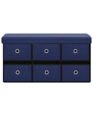 Banc de rangement pliable Bleu 76x38x38 cm Faux lin