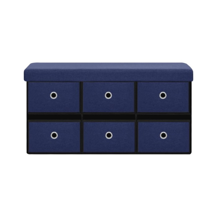 Banc de rangement pliable Bleu 76x38x38 cm Faux lin