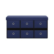 Banc de rangement pliable Bleu 76x38x38 cm Faux lin
