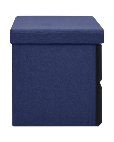 Banc de rangement pliable Bleu 76x38x38 cm Faux lin