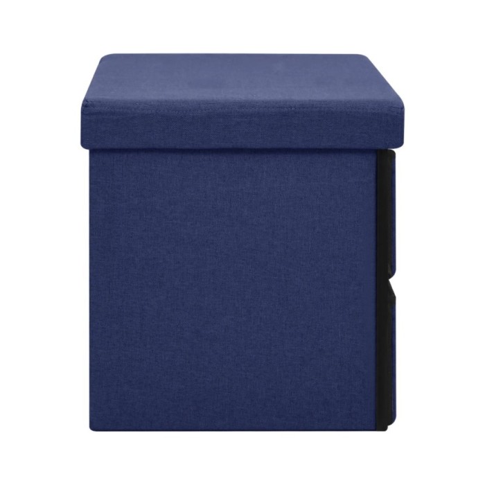 Banc de rangement pliable Bleu 76x38x38 cm Faux lin