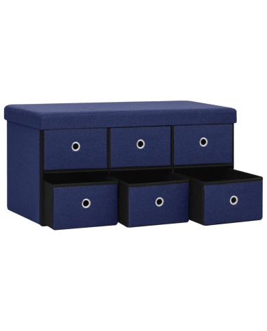 Banc de rangement pliable Bleu 76x38x38 cm Faux lin