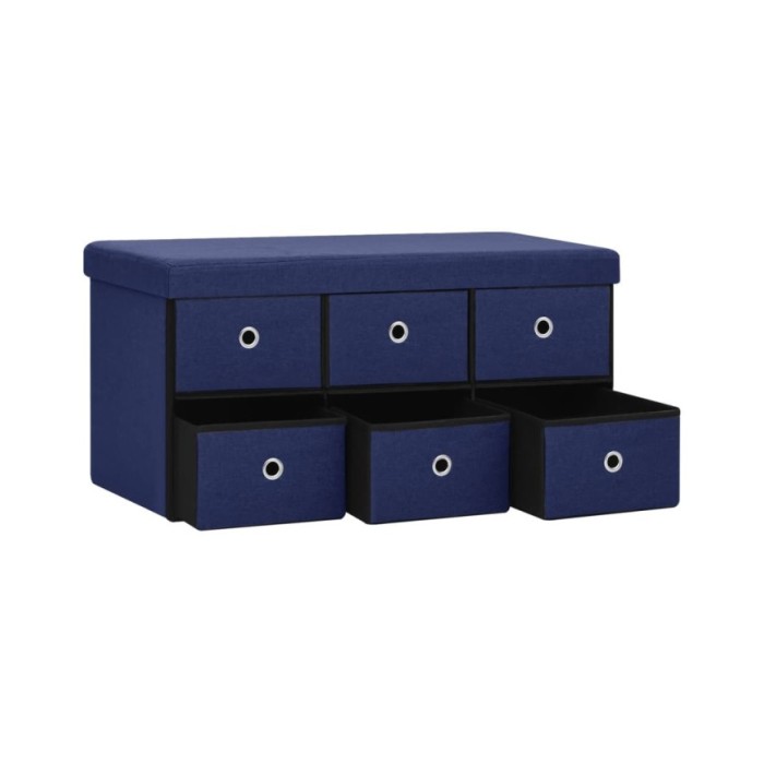 Banc de rangement pliable Bleu 76x38x38 cm Faux lin
