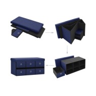 Banc de rangement pliable Bleu 76x38x38 cm Faux lin