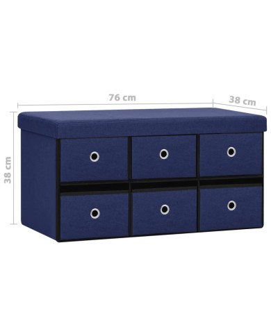 Banc de rangement pliable Bleu 76x38x38 cm Faux lin