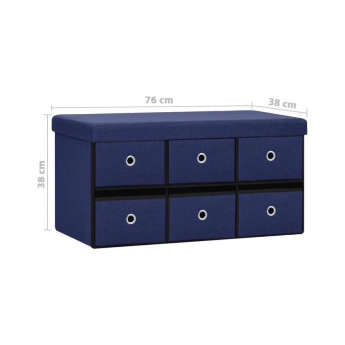Banc de rangement pliable Bleu 76x38x38 cm Faux lin