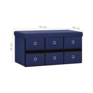 Banc de rangement pliable Bleu 76x38x38 cm Faux lin