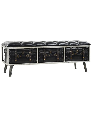 Banc de rangement 110 cm Noir Similicuir