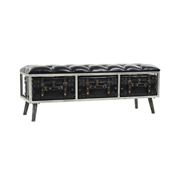 Banc de rangement 110 cm Noir Similicuir