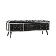 Banc de rangement 110 cm Noir Similicuir