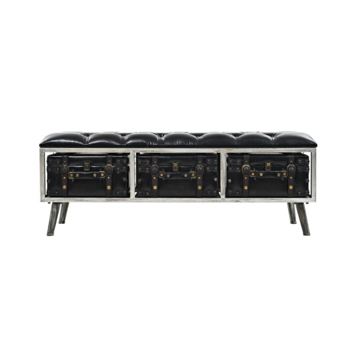 Banc de rangement 110 cm Noir Similicuir