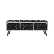 Banc de rangement 110 cm Noir Similicuir