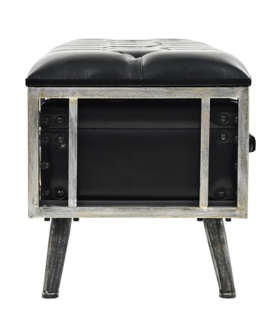 Banc de rangement 110 cm Noir Similicuir
