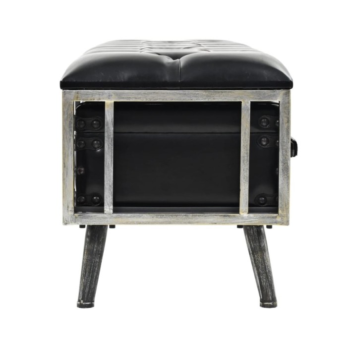 Banc de rangement 110 cm Noir Similicuir