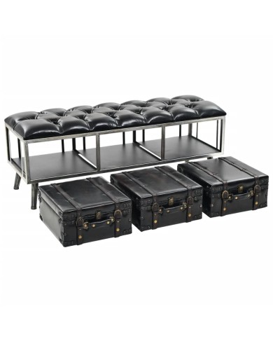 Banc de rangement 110 cm Noir Similicuir