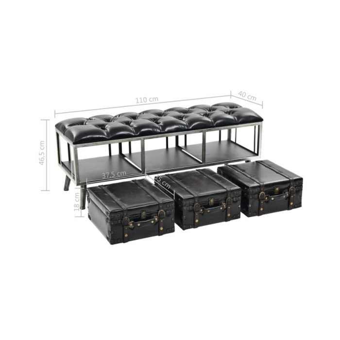 Banc de rangement 110 cm Noir Similicuir