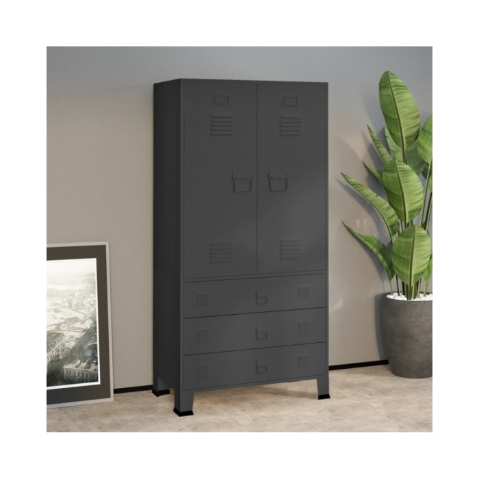 Garde-robe industrielle Anthracite 90x50x180 cm Métal