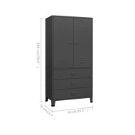 Garde-robe industrielle Anthracite 90x50x180 cm Métal