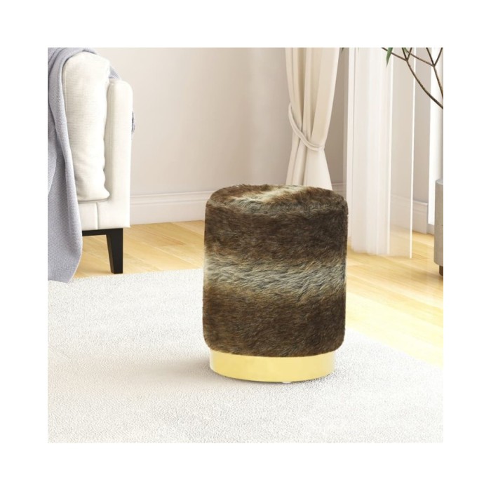 Tabouret rond Couleur mélangée Peluche