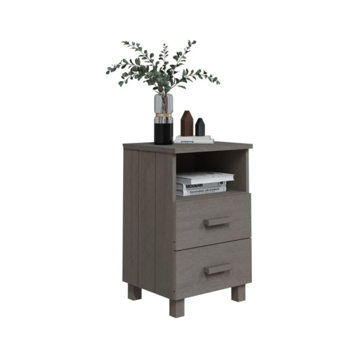 Table de chevet Gris clair 40x35x62 cm Bois de pin solide