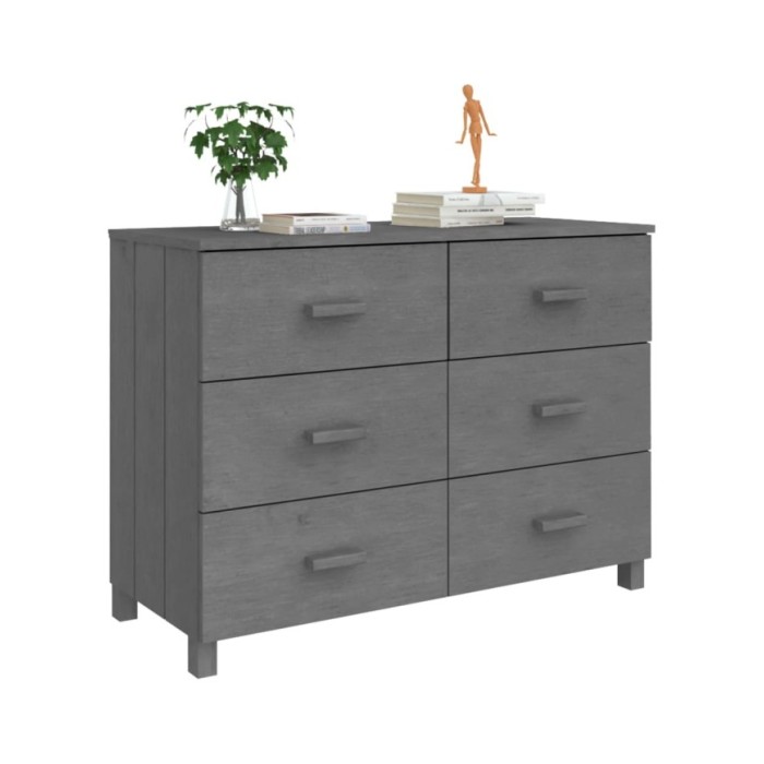 Buffet Gris foncé 113x40x80 cm Bois massif de pin