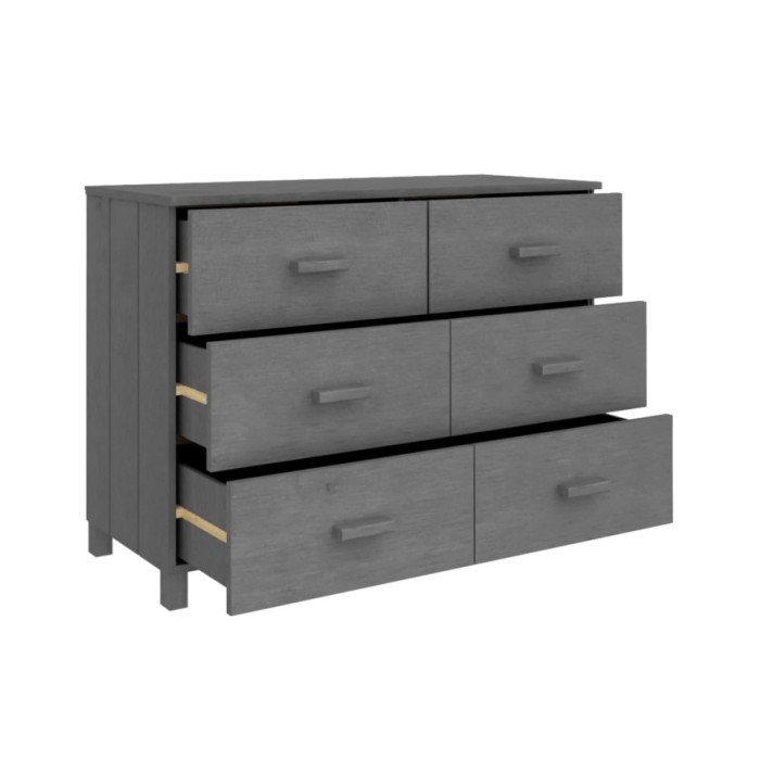 Buffet Gris foncé 113x40x80 cm Bois massif de pin