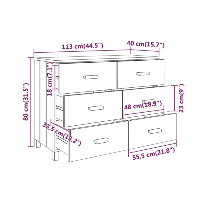 Buffet Gris foncé 113x40x80 cm Bois massif de pin