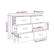 Buffet Gris foncé 113x40x80 cm Bois massif de pin