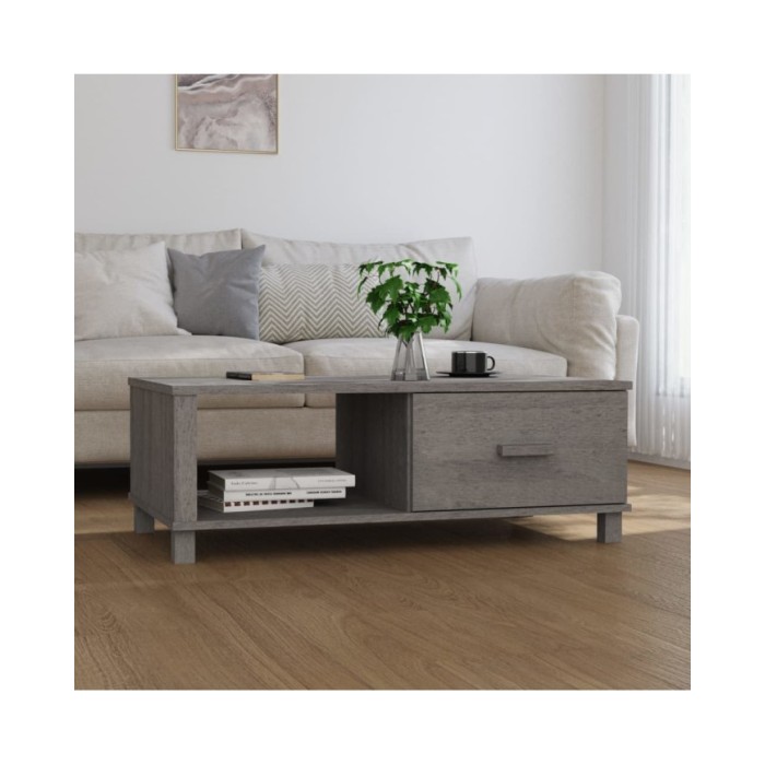 Table basse Gris clair 100x55x35 cm Bois massif de pin