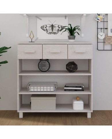 Table console Blanc 90x35x90 cm Bois massif de pin