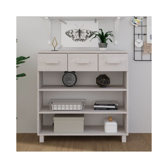 Table console Blanc 90x35x90 cm Bois massif de pin