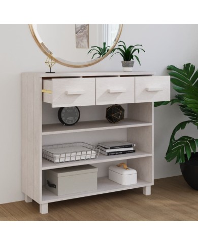 Table console Blanc 90x35x90 cm Bois massif de pin