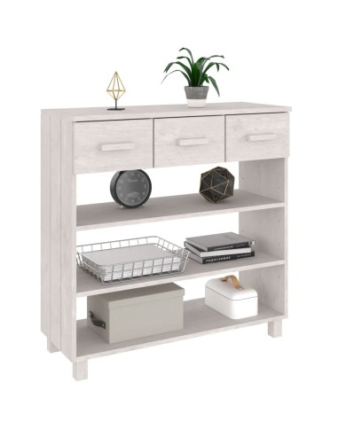 Table console Blanc 90x35x90 cm Bois massif de pin
