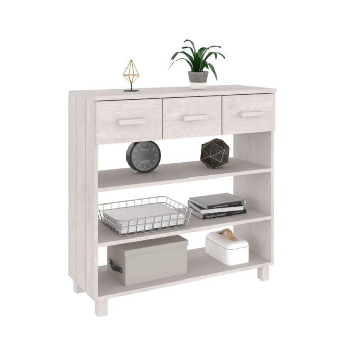 Table console Blanc 90x35x90 cm Bois massif de pin