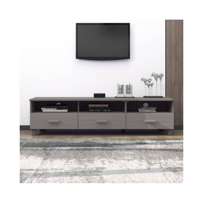 Meuble TV Gris clair 158x40x40 cm Bois de pin solide