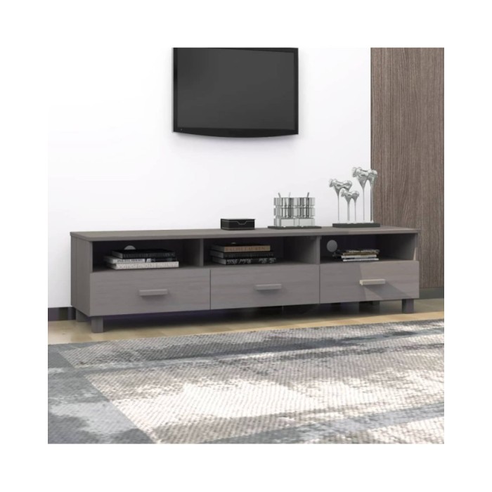 Meuble TV Gris clair 158x40x40 cm Bois de pin solide