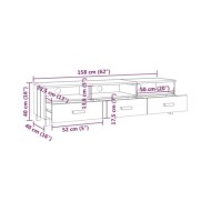 Meuble TV Gris clair 158x40x40 cm Bois de pin solide